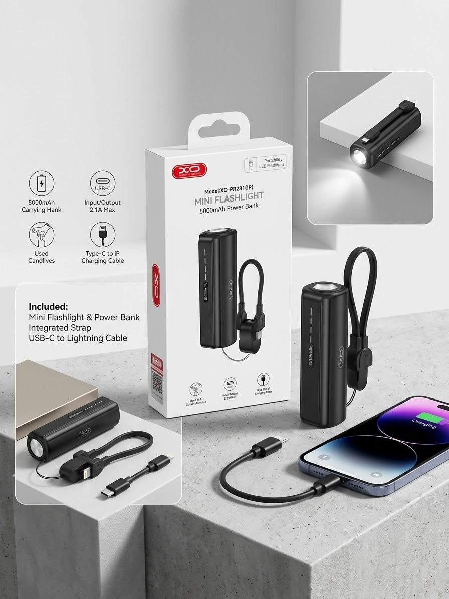 Powerbank d’urgence 2en1 avec torche